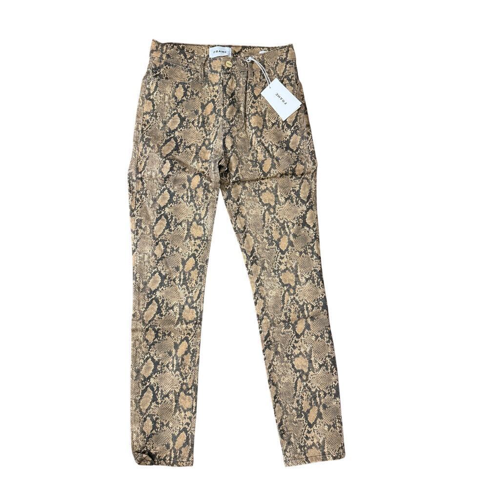 Frame Women’s Le High Skinny Crop Coated Python Print Pants Jeans Sz 25 NWT - Picture 8 of 9
